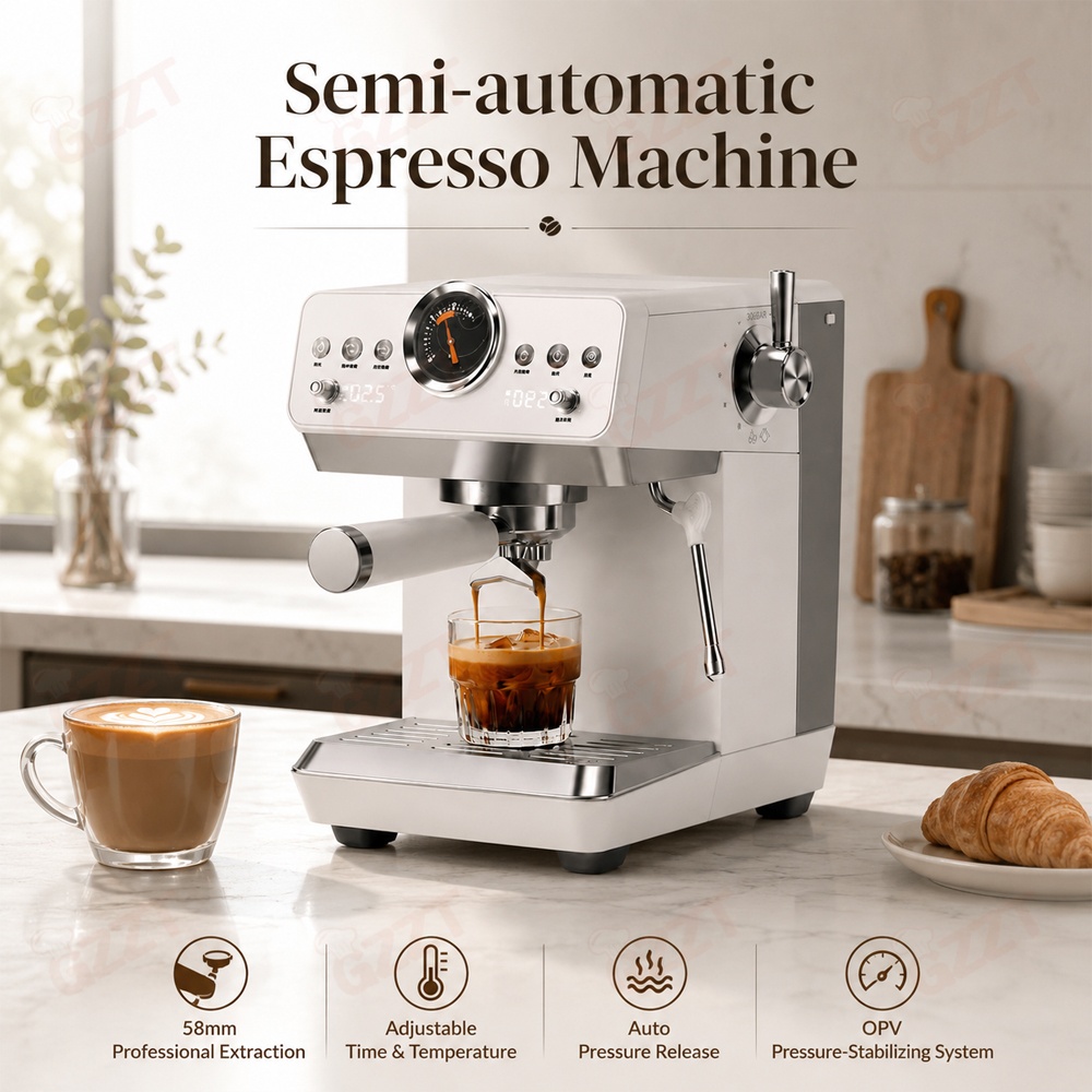 Espresso Machine Semi Auto - ماكينة قهوة إسبريسو شبه أوتوماتيكية GZZT