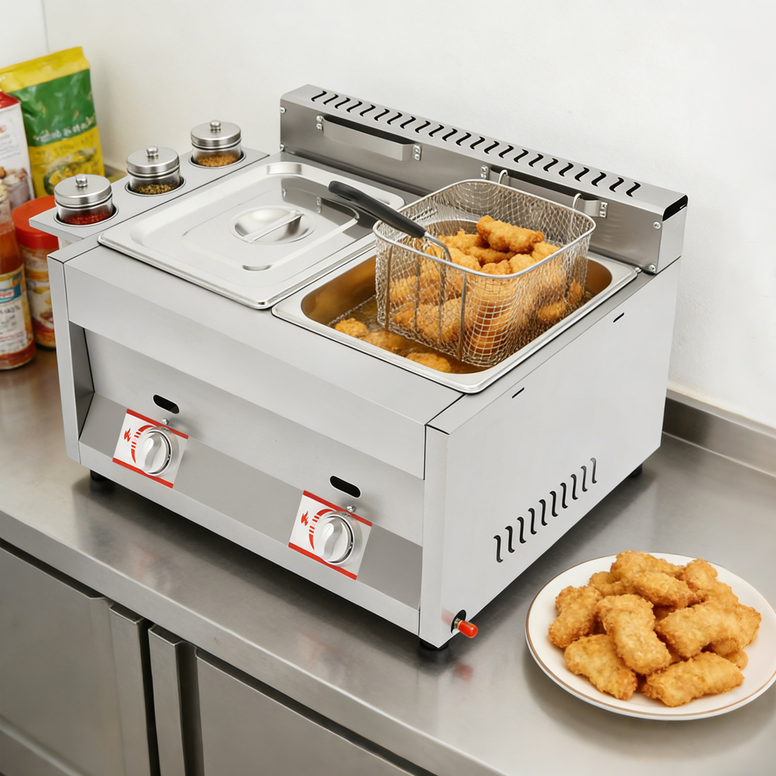 مقلاة عميقة تجارية بخزانين 430 - مراجعة Deep Fryer Stainless وسعره