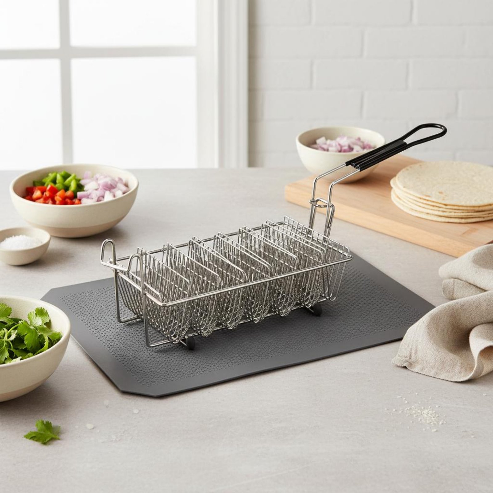 رف تاكو بـ 8 فتحات، سلة قلي ال - مراجعة Deep Fryer Stainless وسعره