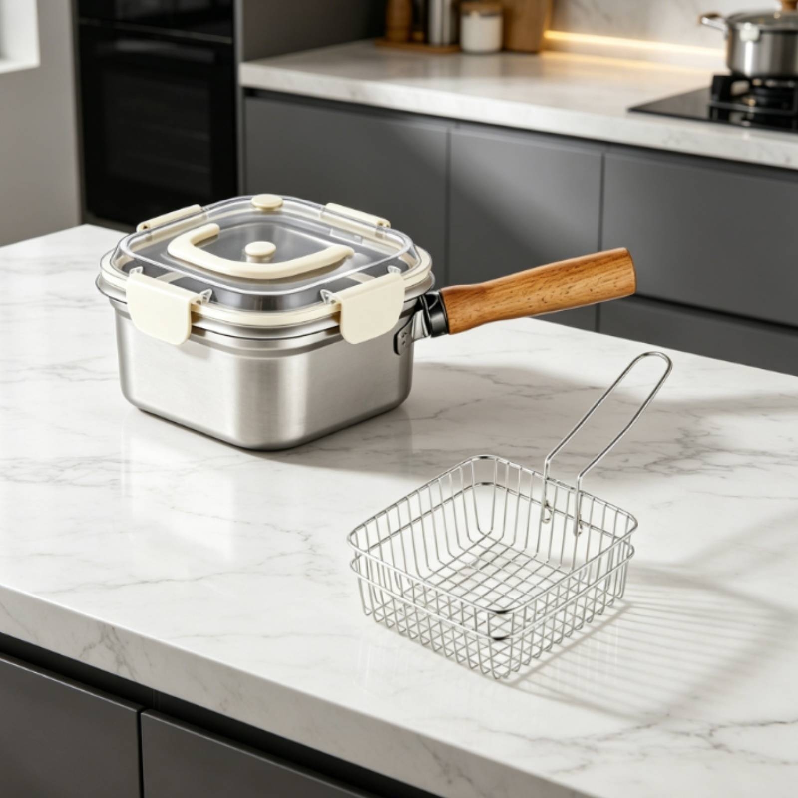 قطعتان من وعاء القلي العميق مع - مراجعة Deep Fryer Stainless وسعره