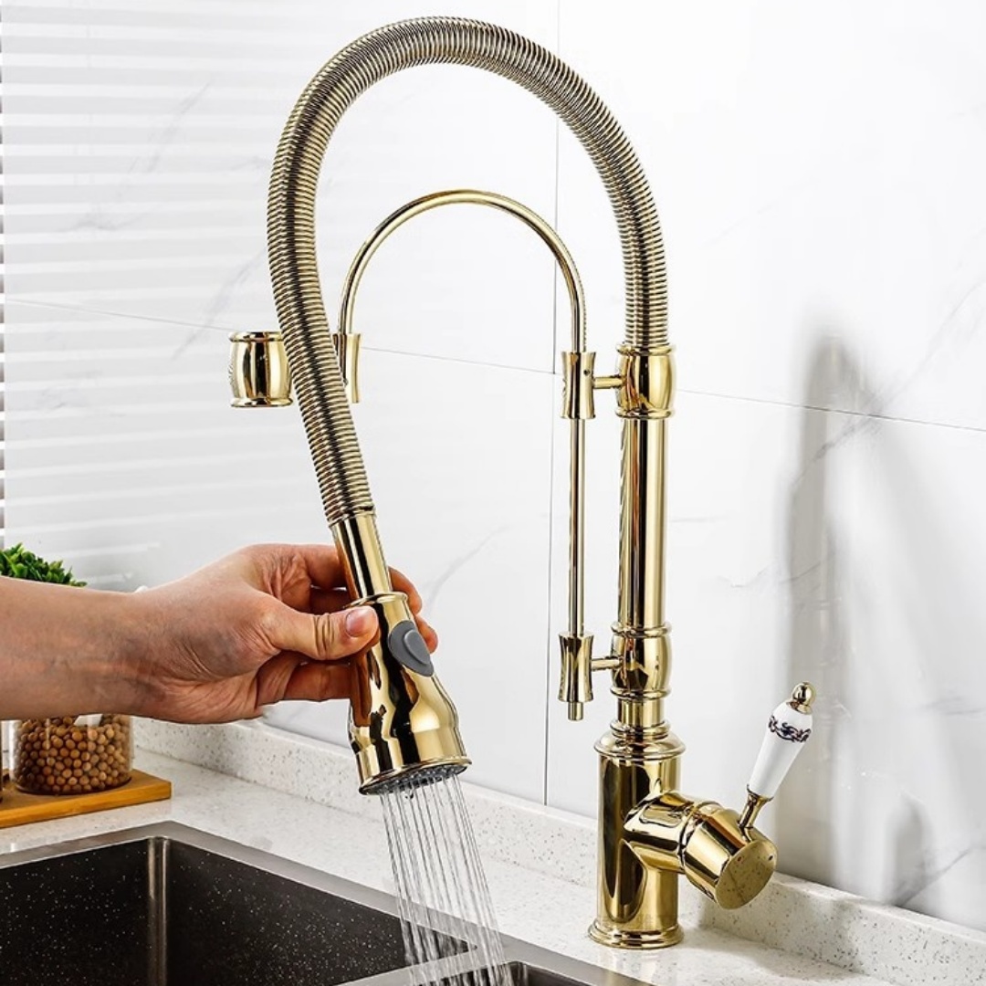 الذهب سحب أسفل صنبور المطبخ ال - مراجعة Kitchen Appliances Germany وسعره