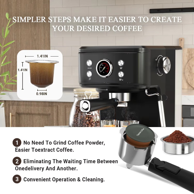 ماكينة قهوة إسبريسو شبه أوتوما - مراجعة Espresso Machine Semi Auto وسعره